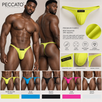 PECCATO MODEL SINNER MEN'S LOW -RISE BIKINI BRIEF THONG BREATHABLE KNITTED UNDERWEAR