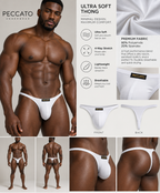PECCATO MODEL SINNER MEN'S LOW -RISE BIKINI BRIEF THONG BREATHABLE KNITTED UNDERWEAR