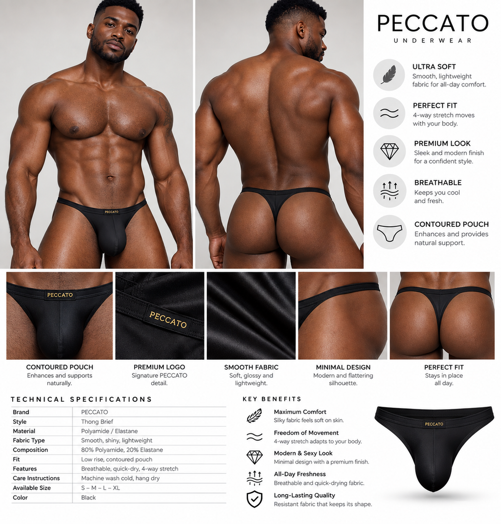 PECCATO TEMPTATION Thong – Minimal Coverage, Maximum Comfort Bold style. Soft feel. All-day wear